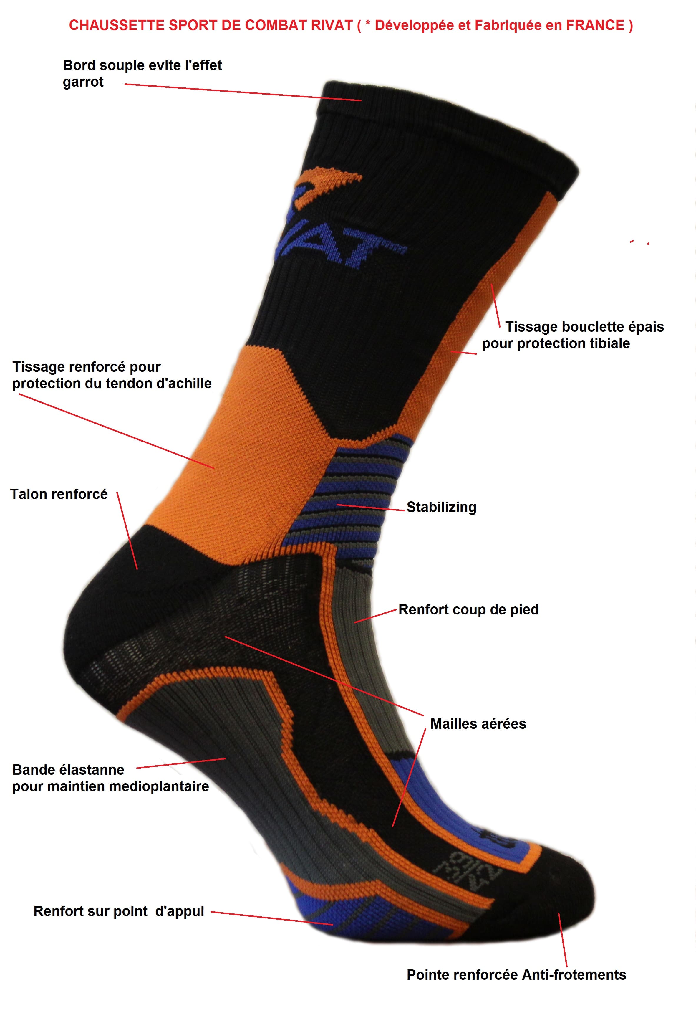 Chaussette Rivat sport de combat Noire - Image 2