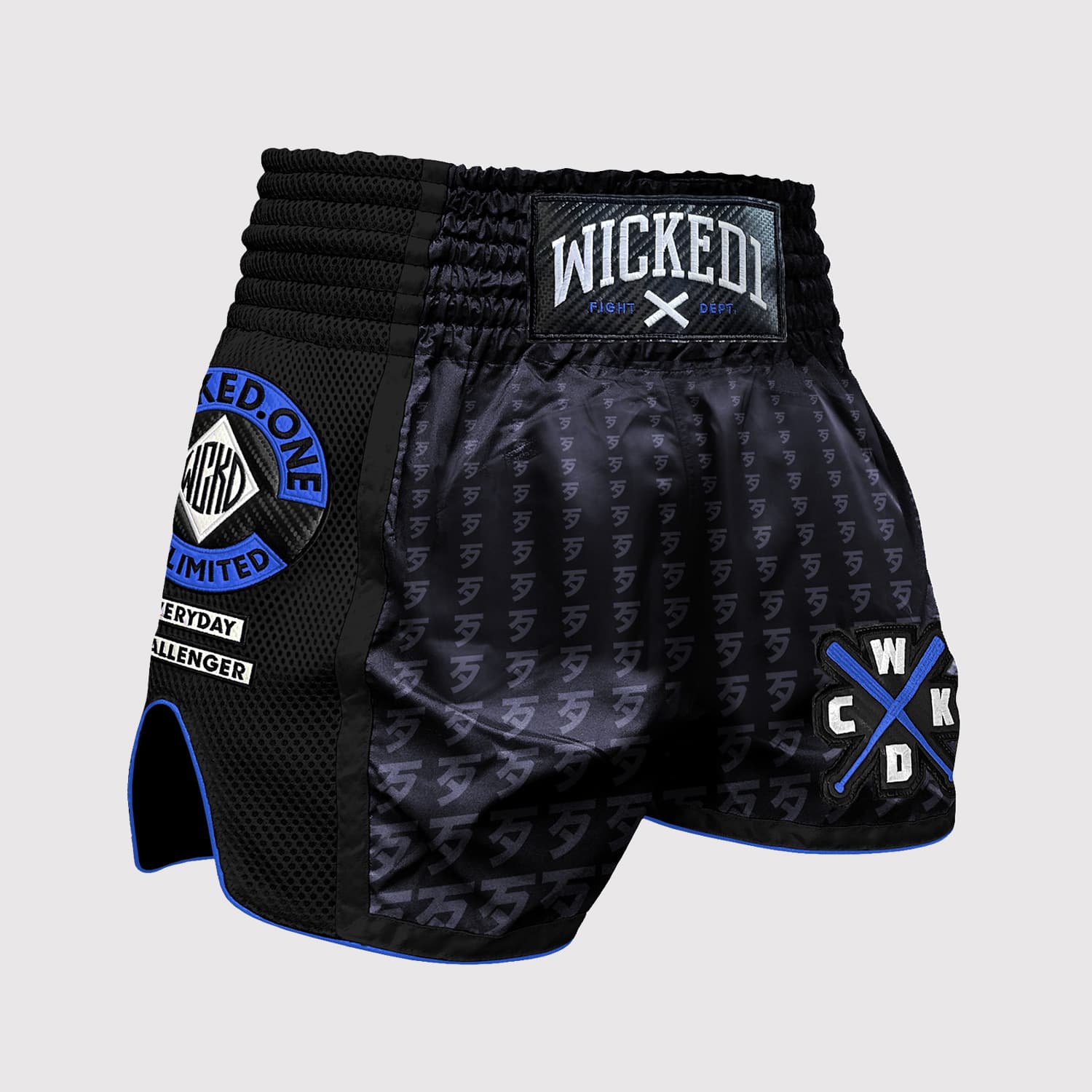 Short de Boxe Thaï Wicked INFINITIT Noir/Bleu