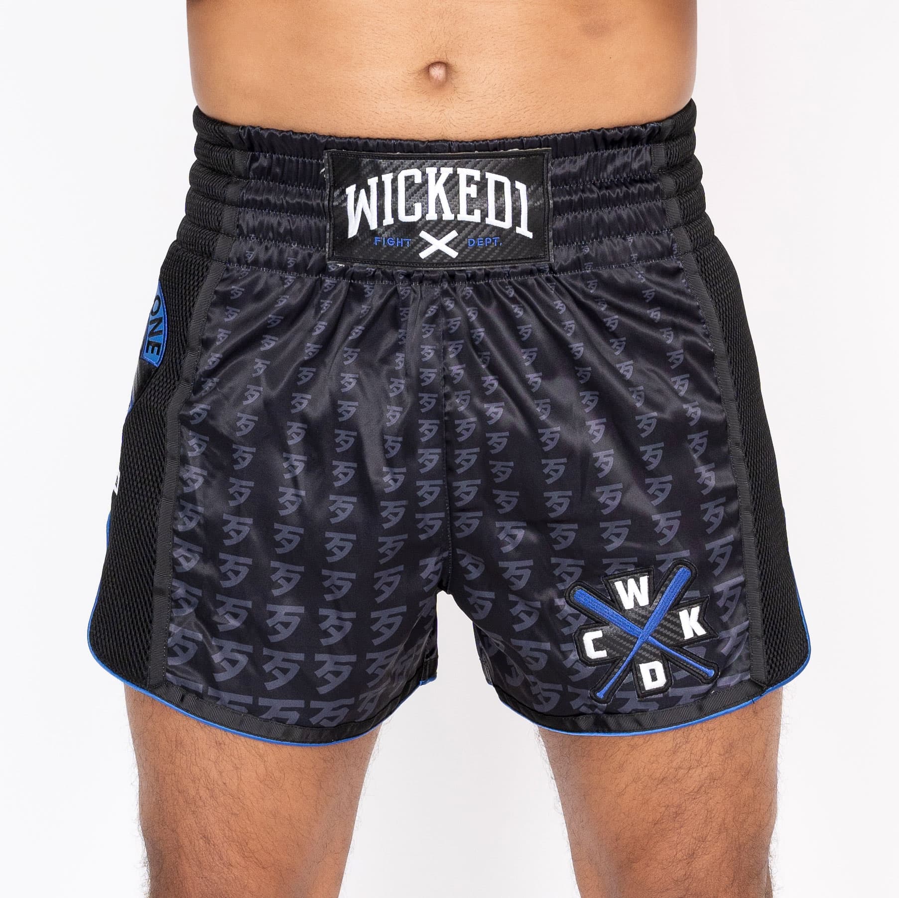 Short de Boxe Thaï Wicked INFINITIT Noir/Bleu - Image 2