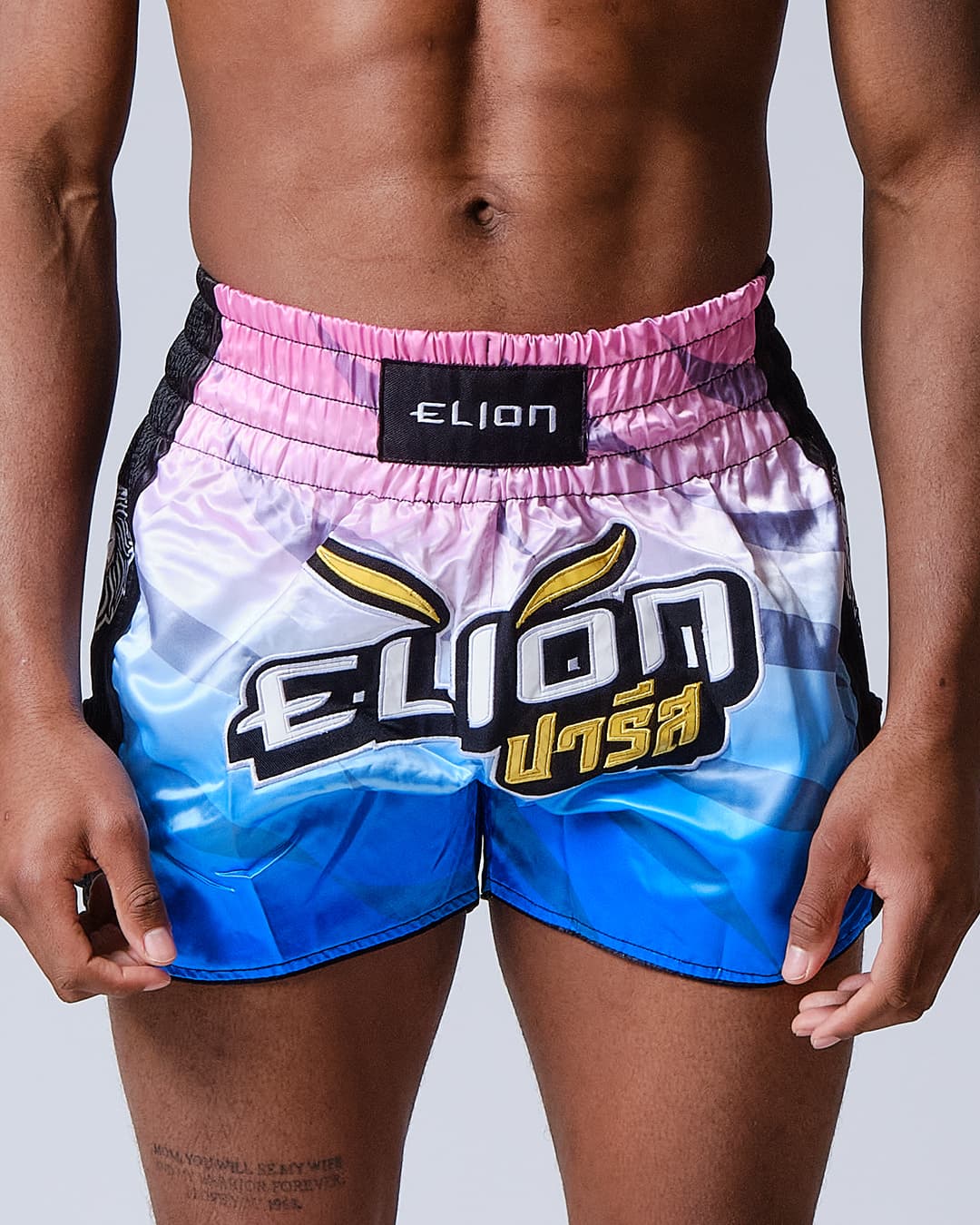 Short de Boxe Thaï ELION Raja - Rose/Blanc/Bleu