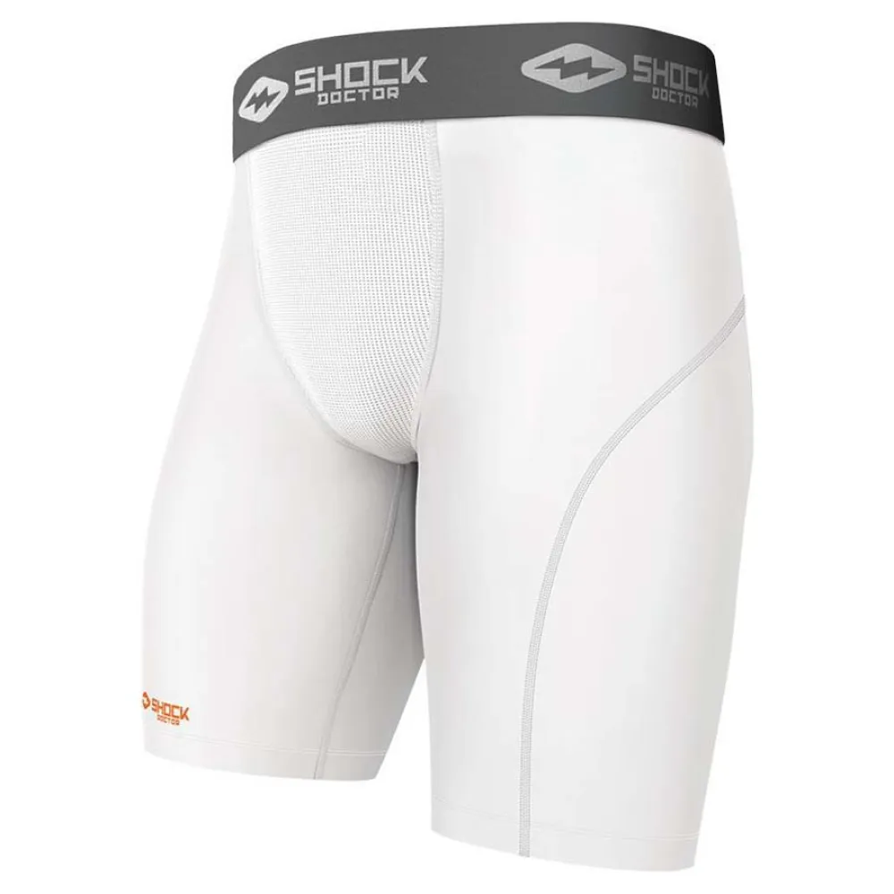Short SHOCK DOCTOR de Compression Blanc pour coquille 220