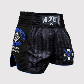 Short de Boxe Thaï Wicked INFINITIT Noir/Bleu