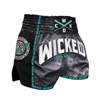 Short de Boxe Thaï Wicked One INVADERS BLACK/TURQUOISE