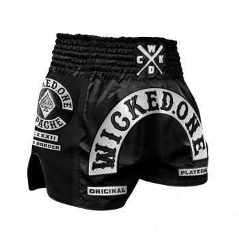 Short de Boxe Thaï Wicked One APACHE BLACK/BLANC