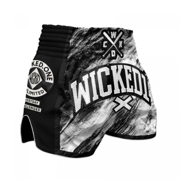 Short de Boxe Thaï Wicked One  CONFLICT BLACK/WHITE