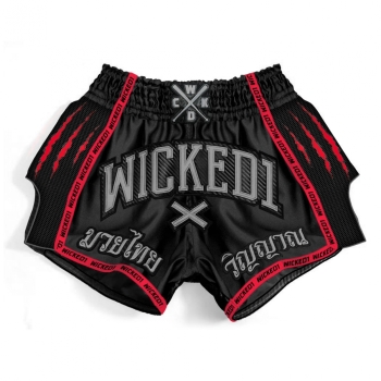 Short de Boxe Thaï Wicked One Savage Noir/Rouge