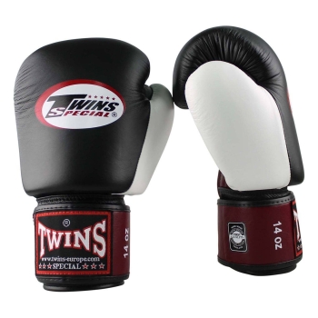 Gants de Boxe d'entrainement TWINS BGVL4  Noir/Bordeaux/Blanc