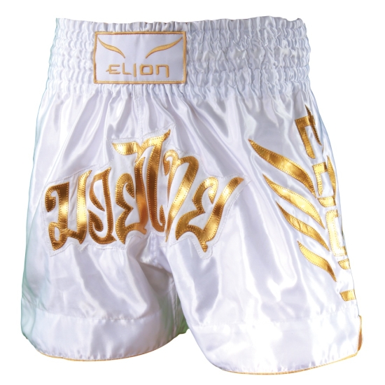 Short de Boxe Thaï ELION Brodé - Blanc & Or