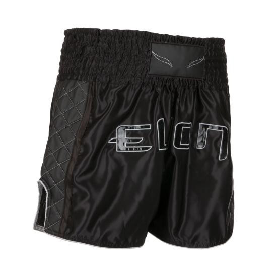 Short de Boxe Thaï ELION BLACK LABEL - Noir & Argent