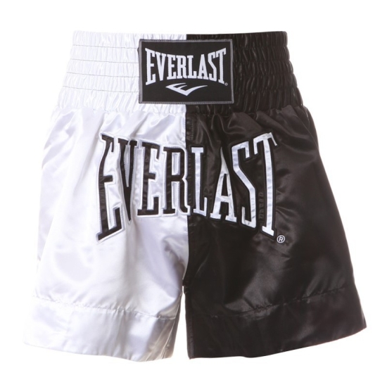 Short de Boxe Thaï EVERLAST Blanc/Noir