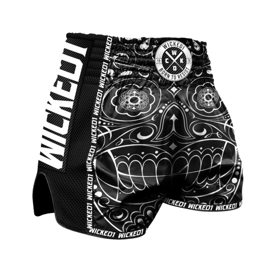  Short de Boxe Thaï Wicked One Mexican Skull Noir