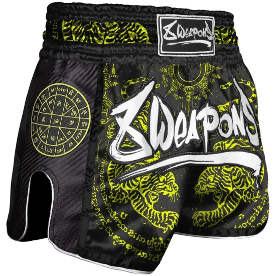 Short de Muay Thai 8 Weapons Carbon Sak Yan Tigers Neon - Jaune