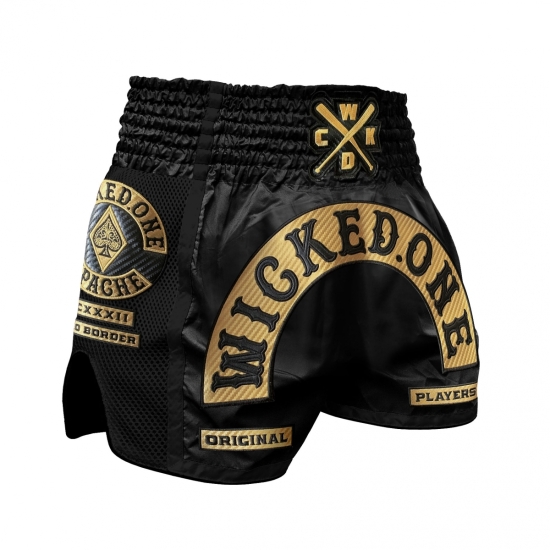 Short de Boxe Thaï Wicked One APACHE  Noir/Or