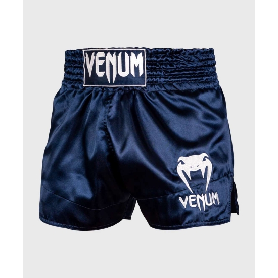 Short de Boxe Thaï VENUM CLASSIC Bleu Marine/Blanc