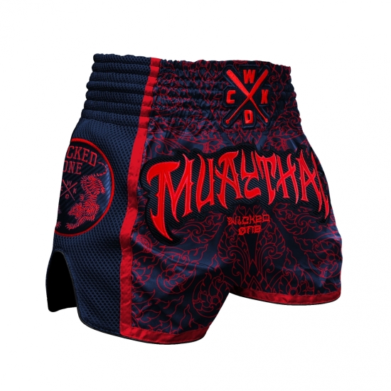 Short de Boxe Thaï Wicked One KHAO NAVY/ROUGE