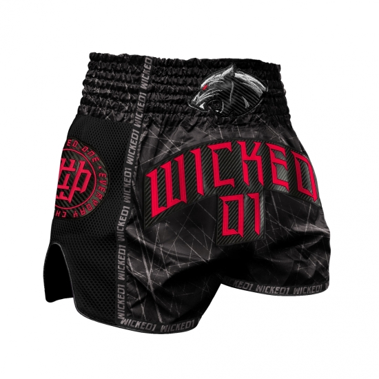 Short de Boxe Thaï Wicked One PANTHER BLACK
