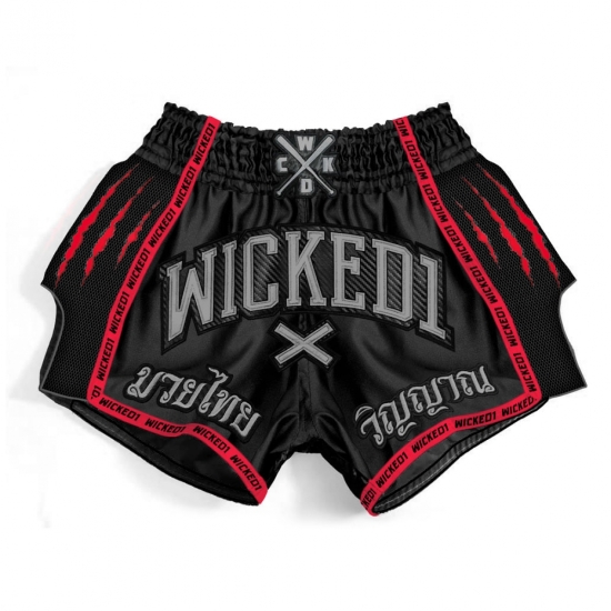 Short de Boxe Thaï Wicked One Savage  Noir/Rouge