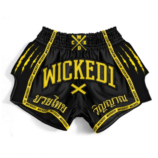 Short de Boxe Thaï Wicked One Savage  Noir/Jaune
