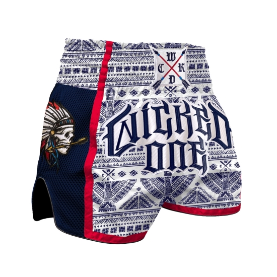 Short de Boxe Thaï Wicked One Indian Skull Blanc