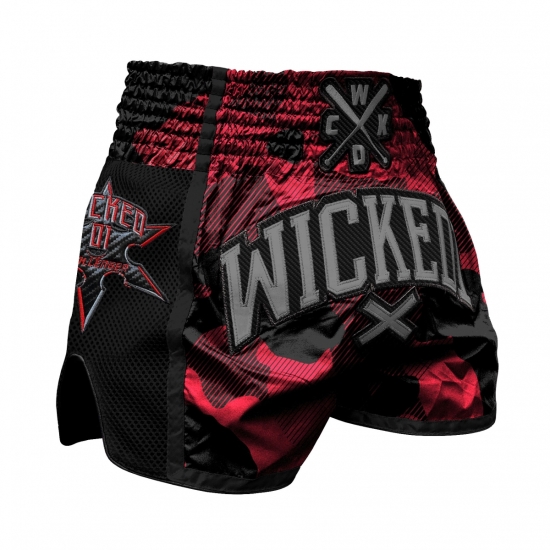 Short de Boxe Thaï Wicked One Onset Rouge Noir