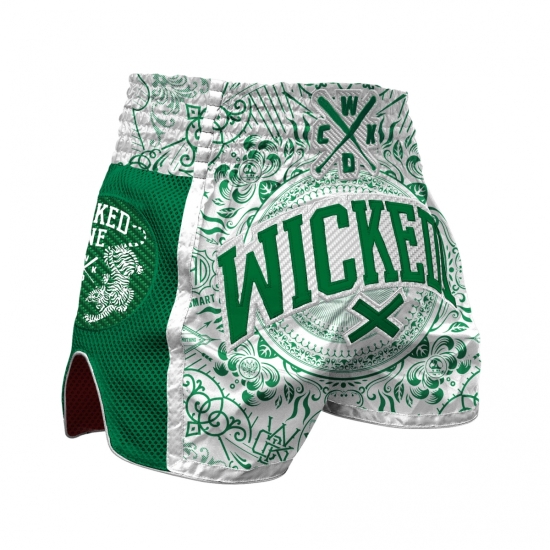 Short de Boxe Thaï Wicked One BRAIN Blanc/Vert