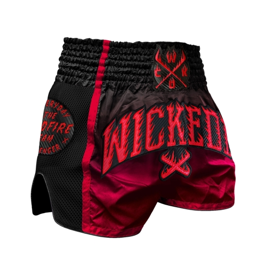 Short de Boxe Thaï Wicked One Wildfire Noir Rouge