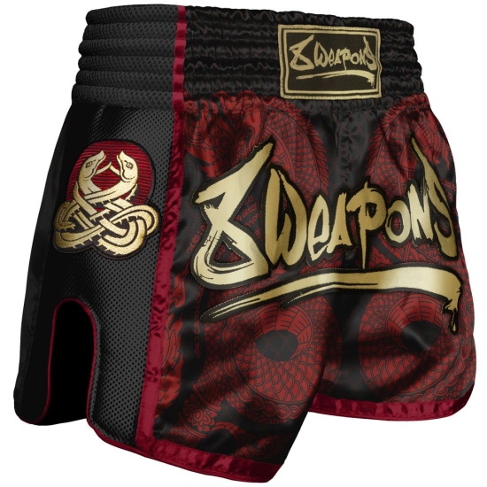 Short de Muay Thai 8 Weapons Super Mesh Naga Noir- Rouge