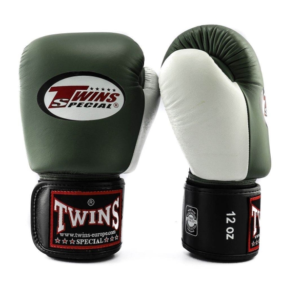 Gants de Boxe d'entrainement TWINS BGVL4  Kaki/Blanc