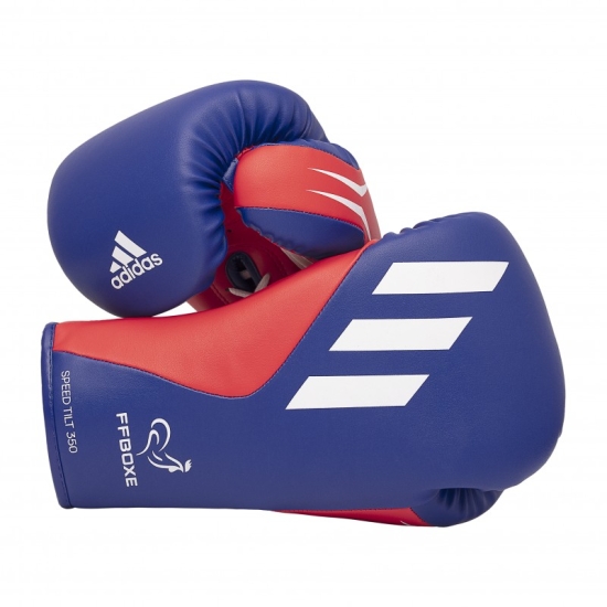 Gants de Boxe Vegan à lacets entrainement et compétition FFB Adidas Speed Tilt 350 Pro