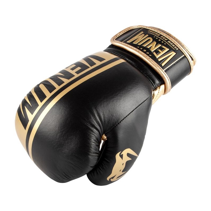 GANTS DE BOXE PRO VENUM SHIELD - VELCRO - NOIR/OR 